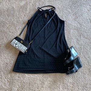 Polkadot Black Sleeveless Dress (M)